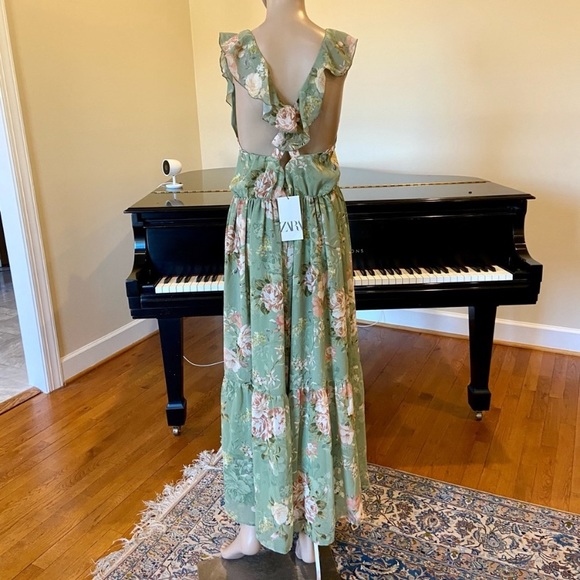 NWT Minimalist Zara Bohemian Ruffled Floral Print Midi Dress - Picture 15 of 16